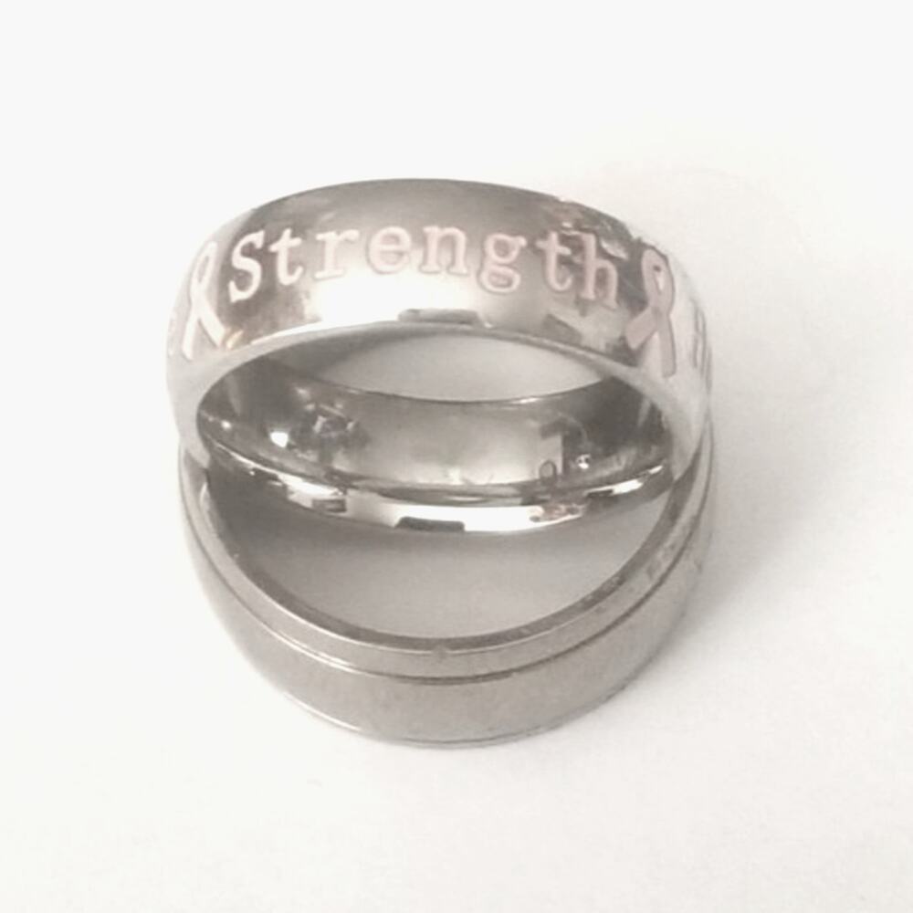 316L stainless steel breast cancer silver band hypoallergenic size 7